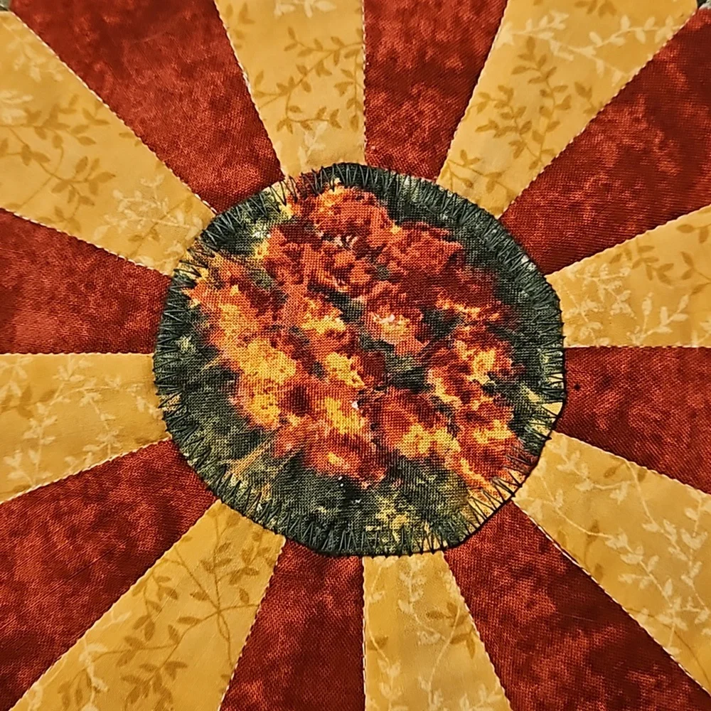 Amish Round Cotton Layered Patchwork Trivet / Hot Pad / Placemat / Pot Holder